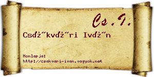 Csákvári Iván névjegykártya
