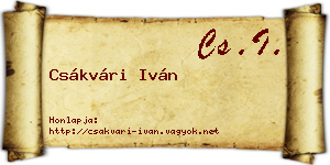 Csákvári Iván névjegykártya